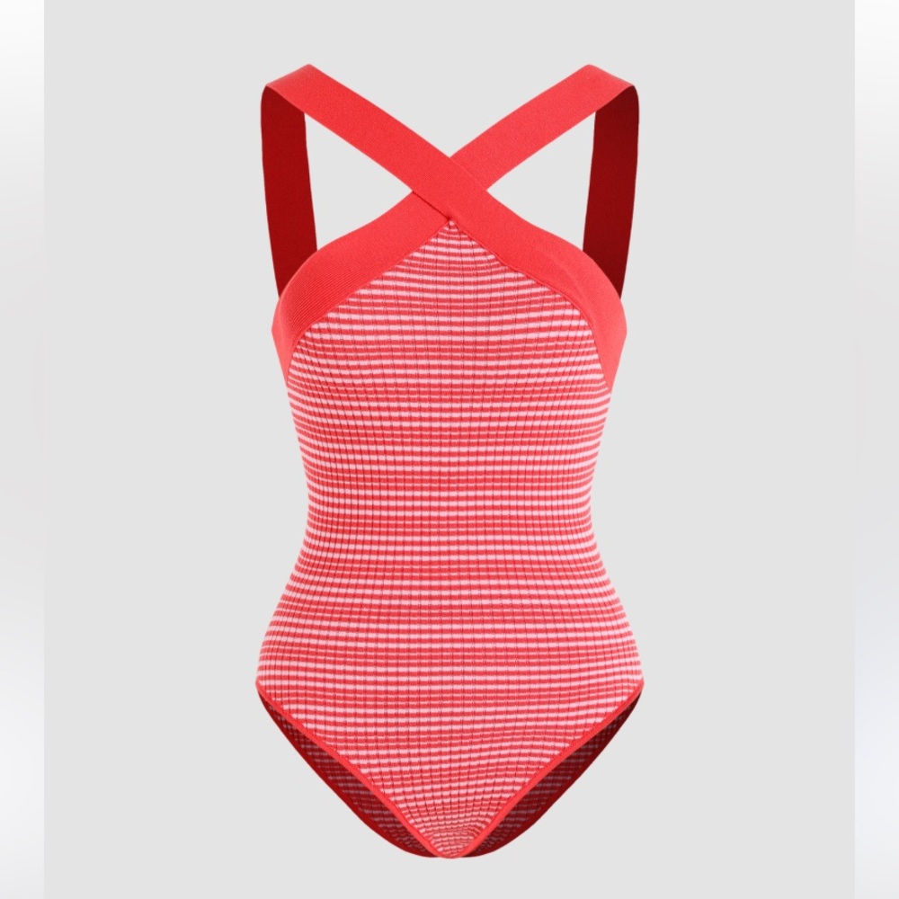 Zara Colour Block red/Pink Body Suit - Sz M